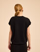 Schwarzer ärmelloser Strickpulli Lurexstreifen I.Code-4