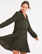 Robe chemise vert empire plissée I.Code-1