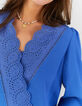 Kobaltblaue Bluse mit englischer Stickerei I.Code -2