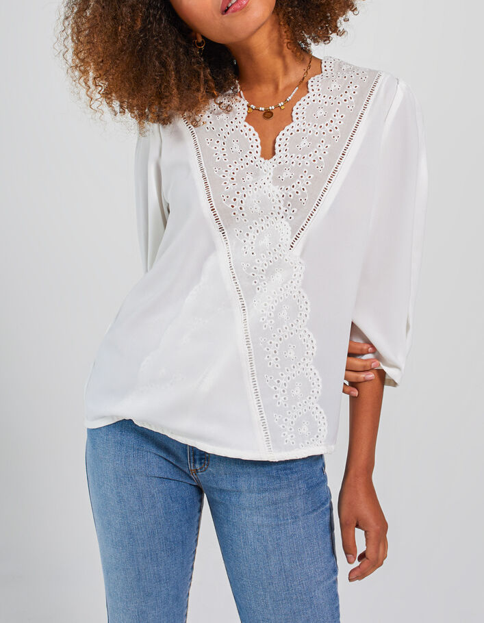 Gebroken witte blouse broderie anglaise I.Code  - I.CODE