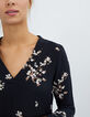 I.Code black bouquet print dress-4