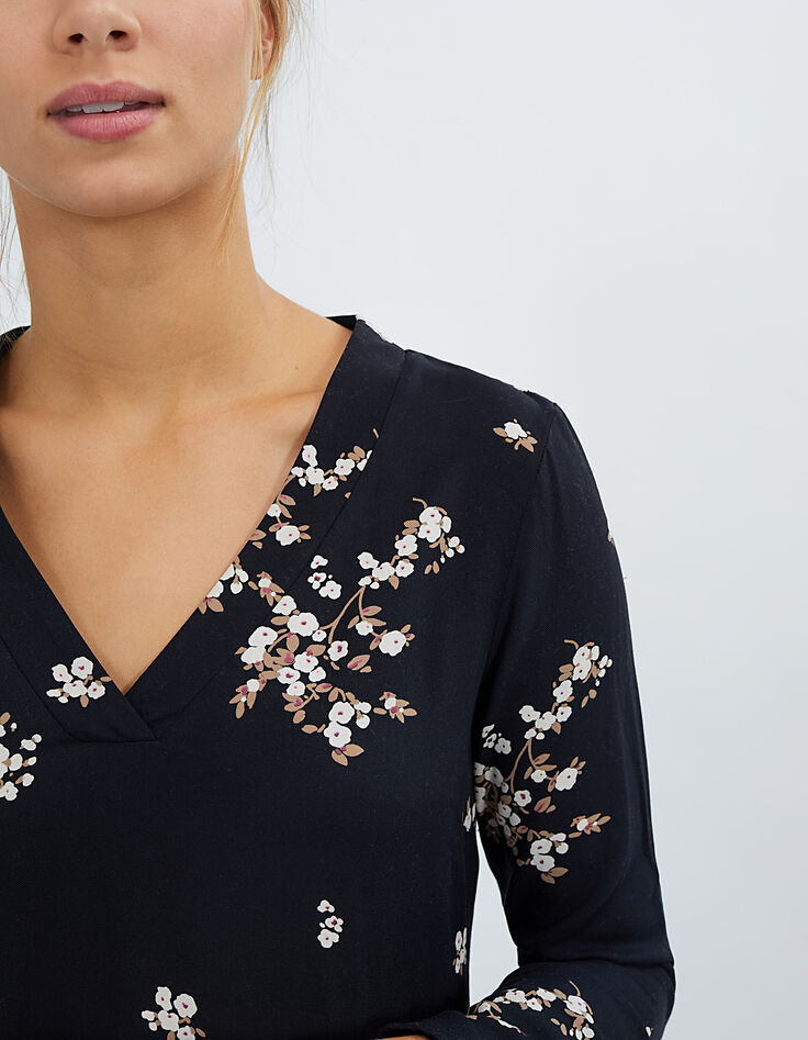 I.Code black bouquet print dress-4