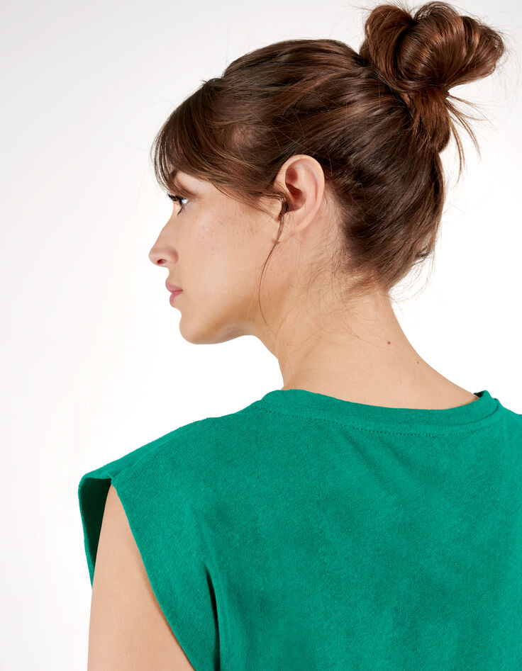 Camiseta verde cuello redondo costura dorada I.Code-4