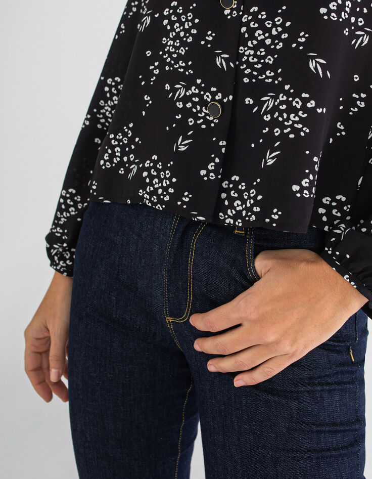 Camisa negra leopardo floral I.Code-2