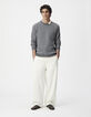 Blauer Herren Pullover aus geripptem Jacquard-2