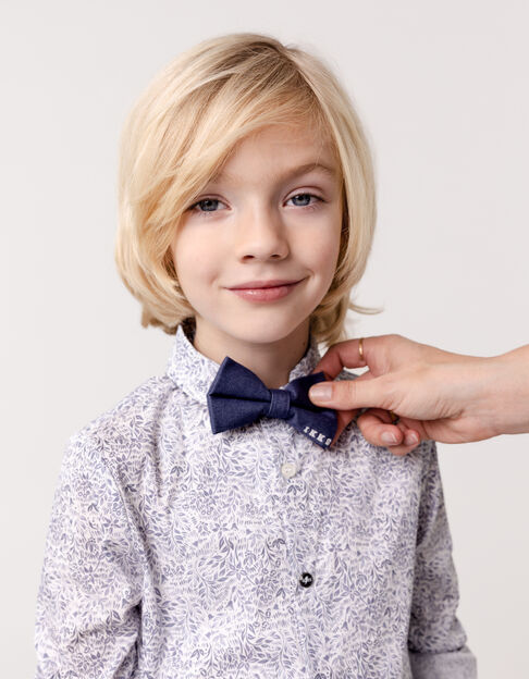 White minimalist floral print shirt for boy - IKKS