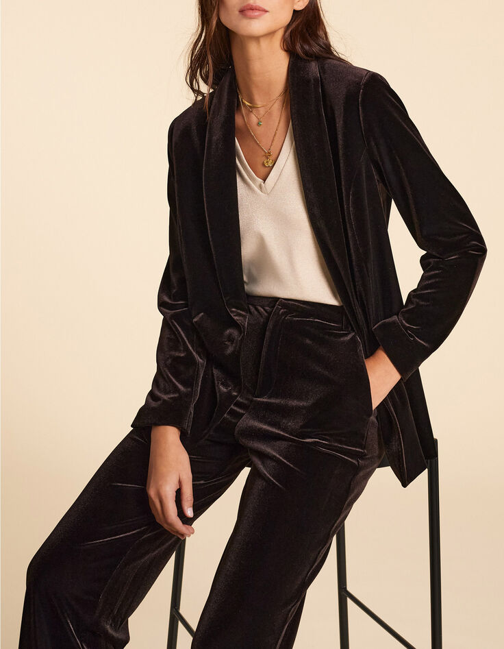 I.Code brown velour suit jacket-1 I.Code brown velour suit jacket-1