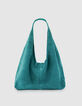 Hobo Tasche gr&uuml;n weiches Samt Leder Damen-3