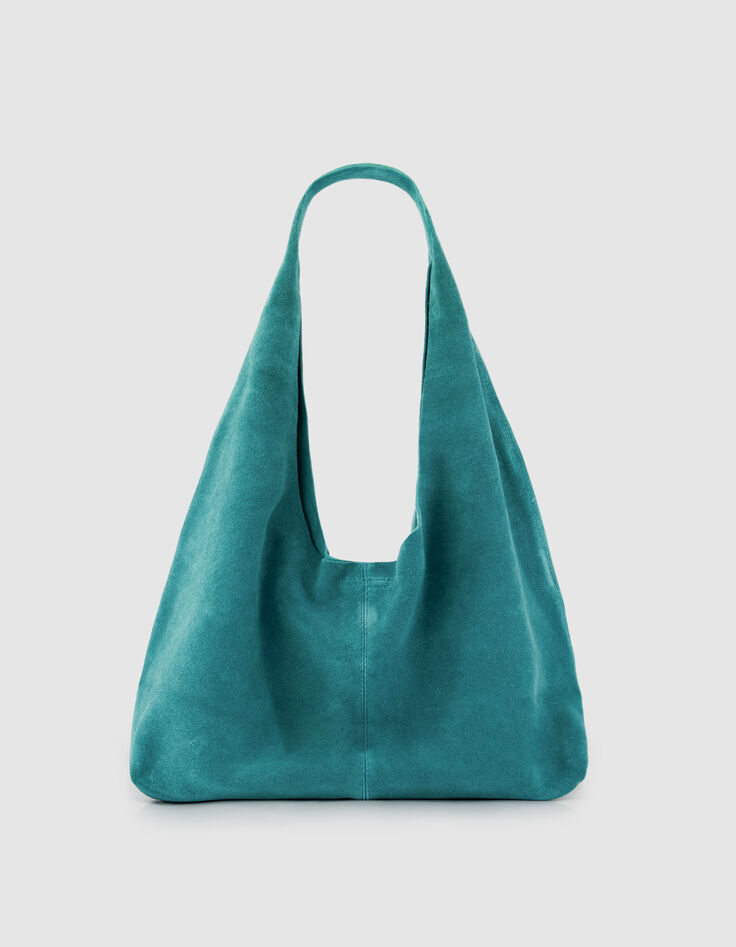 Hobo Tasche gr&uuml;n weiches Samt Leder Damen-3