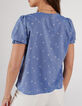 Top bleu à motif palmiers I.Code-3