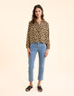 Beige blouse bloemen-luipaardprint I.Code-4