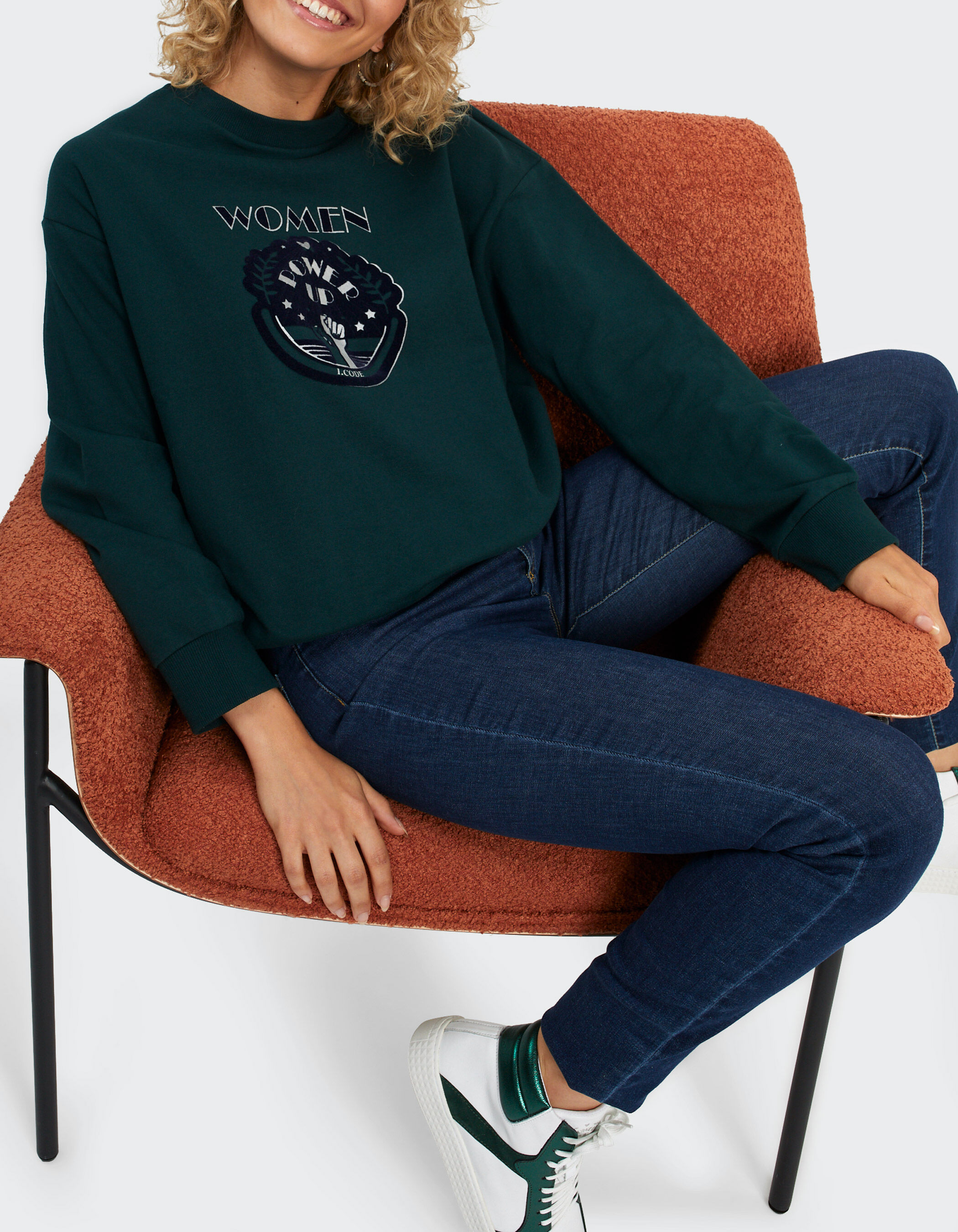 Sweat vert imprime a visuel floque I.Code