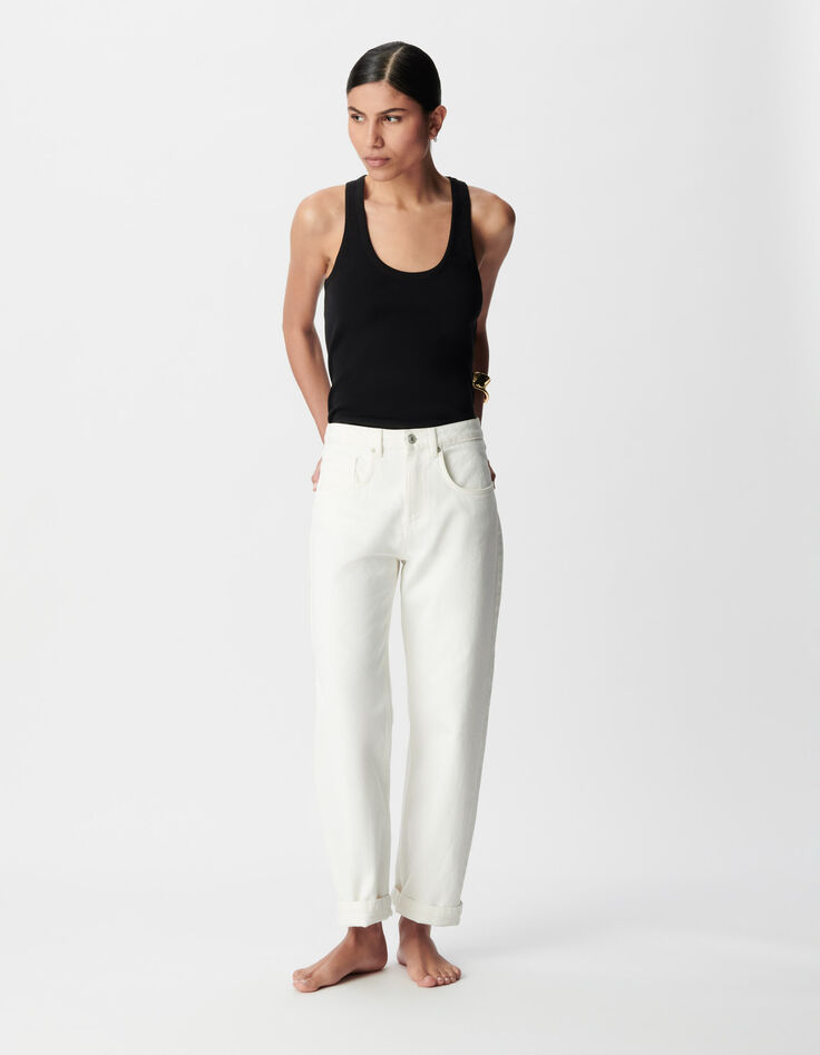 Anders Damen 7/8 Straight White Jeans-1