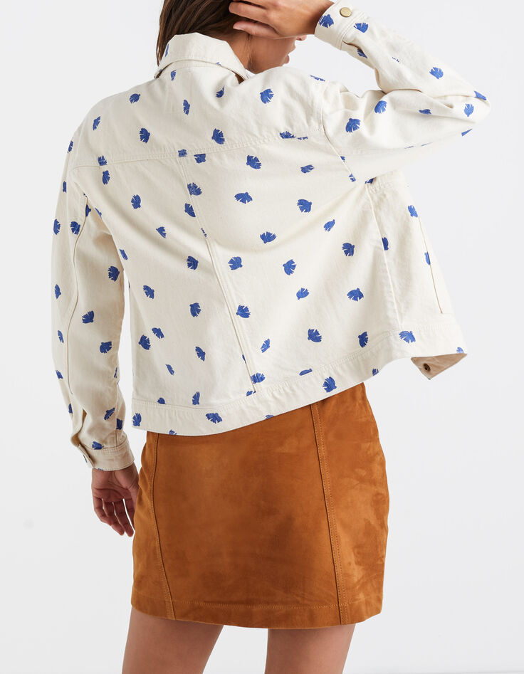 I.Code ecru denim jacket with bird print-3 I.Code ecru denim jacket with bird print-3