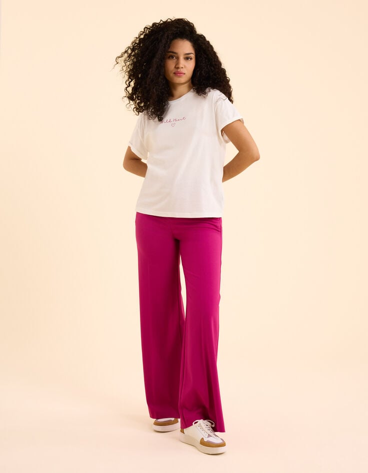T-shirt blanc à message rose I.Code-4 T-shirt blanc à message rose I.Code-4