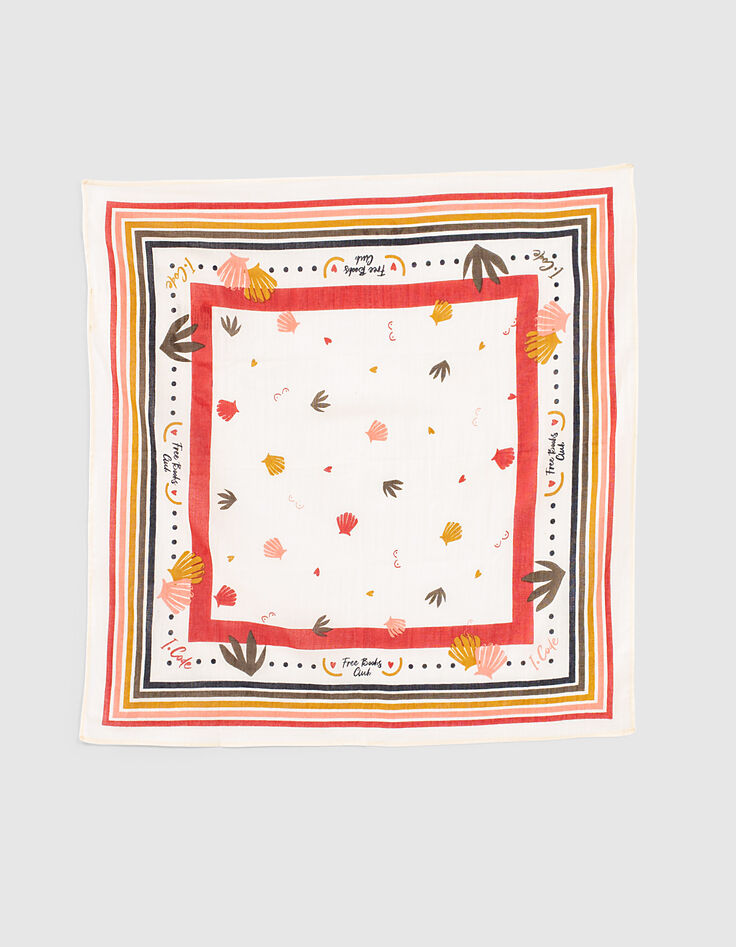 Foulard carré écru à message I.Code-2