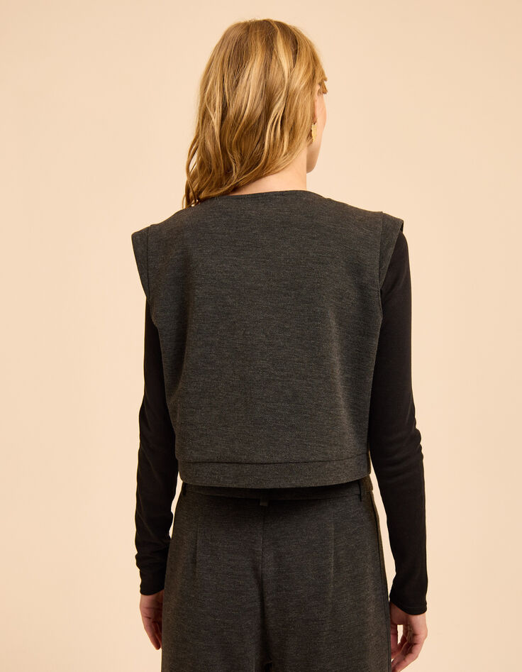 Top sans manches gris maille faux-uni I.Code-4