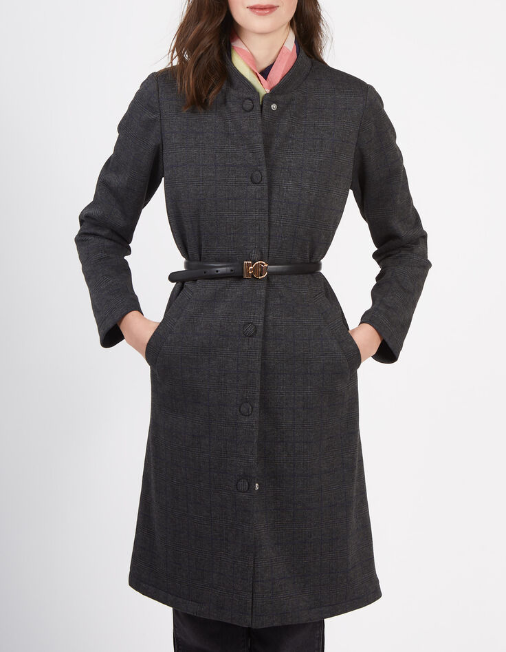 I.Code light grey check coat-2