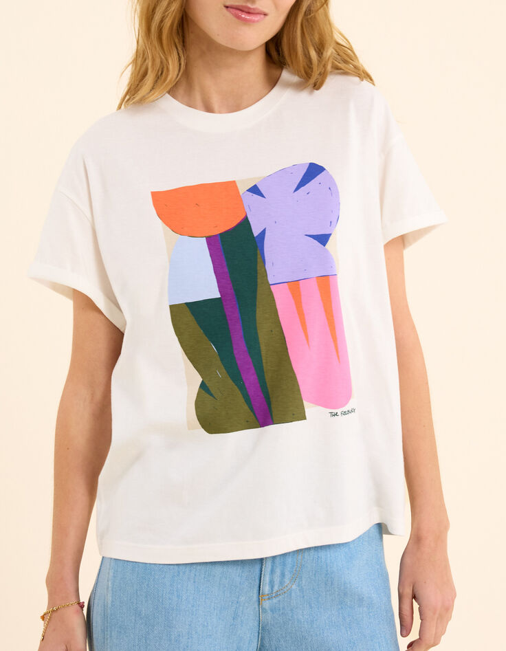 Camiseta blanca floral gr&aacute;fico I.Code x THE FEEBLES-2
