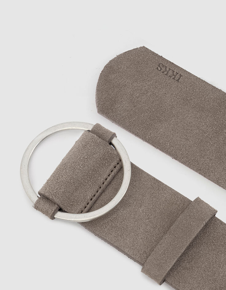 Verstellbarer G&uuml;rtel aus Kamelleder und Samt f&uuml;r Damen-3