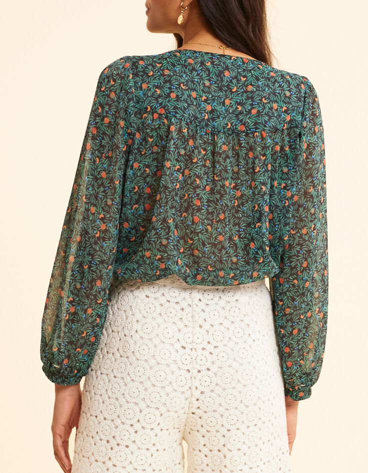 Blouse verte imprim&eacute; fruits d'&eacute;t&eacute; I.Code-2