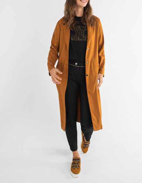I.Code fawn trench coat with decorative buttons