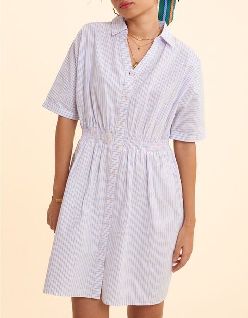 Robe chemise blanche cropped motif rayures I.Code