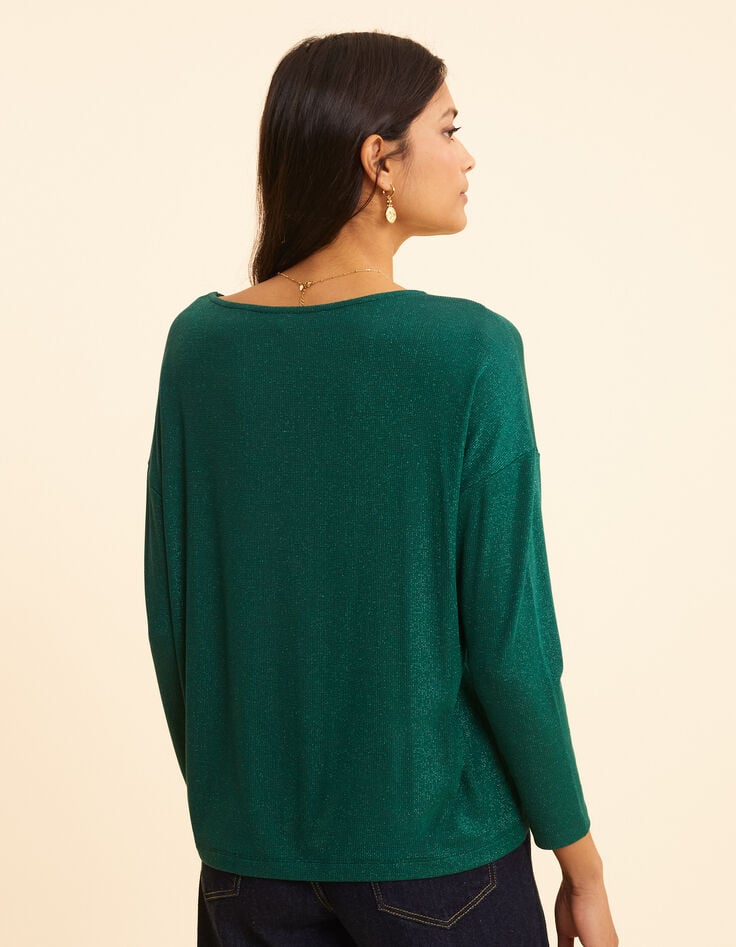 T-shirt vert lurex maille nid d'abeille I.Code-5