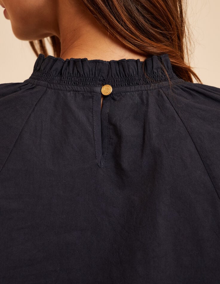 Blusa azul marino bordados mangas I.Code-8
