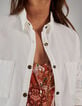 Cremeweißes Jeanshemd mit Druckknöpfen I.Code-5 Cremeweißes Jeanshemd mit Druckknöpfen I.Code-5