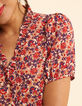 Top rojo flores mangas plisadas I.Code-6