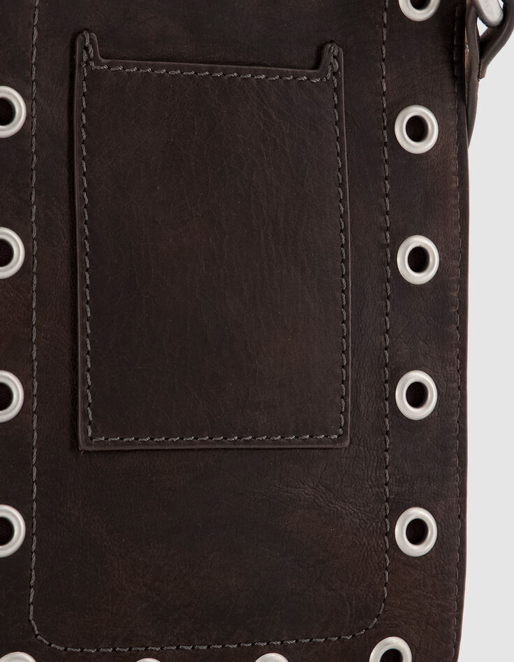 Die Tasche T&auml;schchen braun Leder &Ouml;sen Damen-5