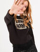 I.Code black slogan sweatshirt with Victorian collar-5