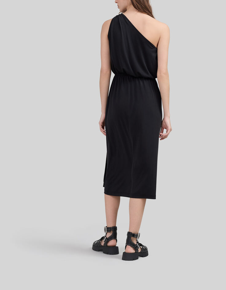 Langes, schwarzes One-Shoulder-Damenkleid-2