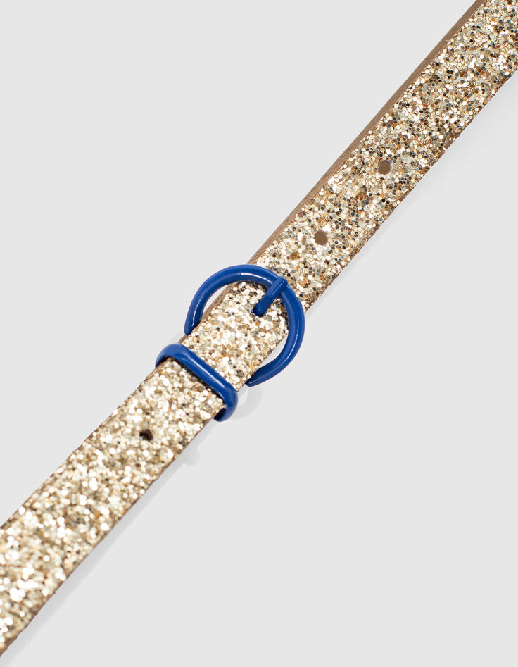 Goudkleurige riem glitters blauwe gesp I.Code-2 Goudkleurige riem glitters blauwe gesp I.Code-2