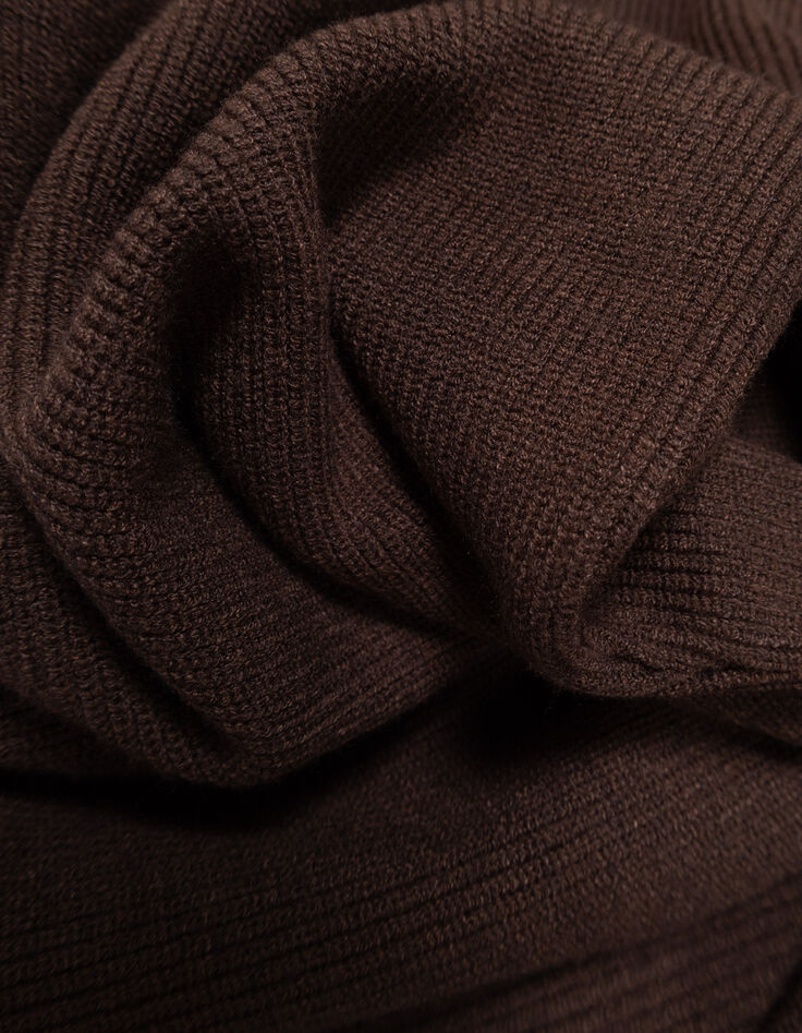 Gilet zippé à capuche en maille marron I.Code-4