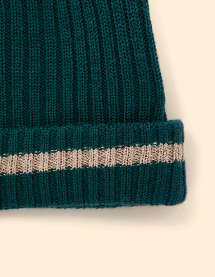 Gorro de punto canalé verde I.Code x Lafrançaise-3 Gorro de punto canalé verde I.Code x Lafrançaise-3