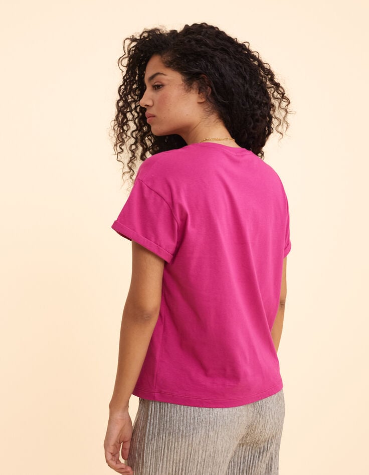 T-shirt rose message, rayures, cœurs I.Code-5 T-shirt rose message, rayures, cœurs I.Code-5