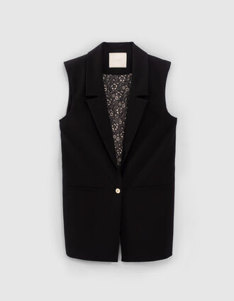 Veste de costume noire sans manches I.Code