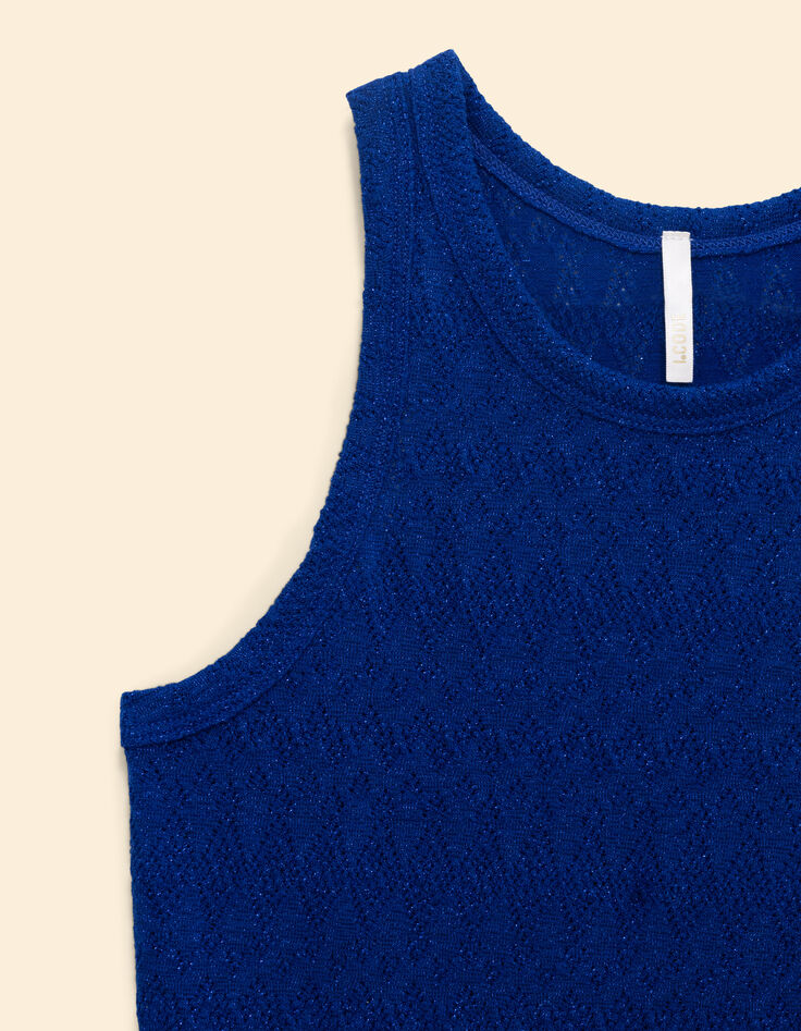 Camiseta de tirantes azul lúrex malla calada fantasía I.Code-2 Camiseta de tirantes azul lúrex malla calada fantasía I.Code-2
