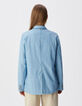 Blauw chambray colbert met dubbele borst Dames-5