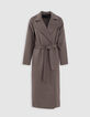 Manteau long beige ceintur&eacute; Femme-5