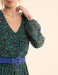 Grünes Kleid mit Sommerfrüchte-Print I.Code-6