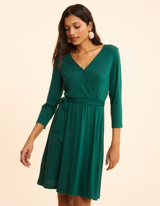 Groene jurk lurex honingraattricot I.Code
