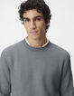 Blauer Herren Pullover aus geripptem Jacquard-4