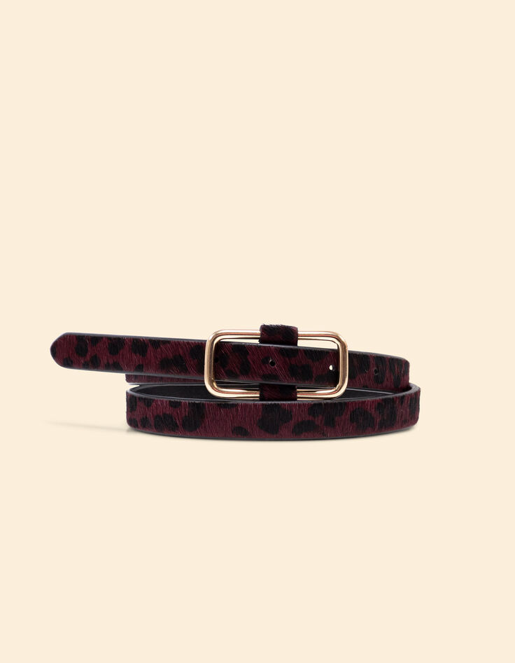 Ceinture fine bordeaux cuir motif léopard I.Code-1