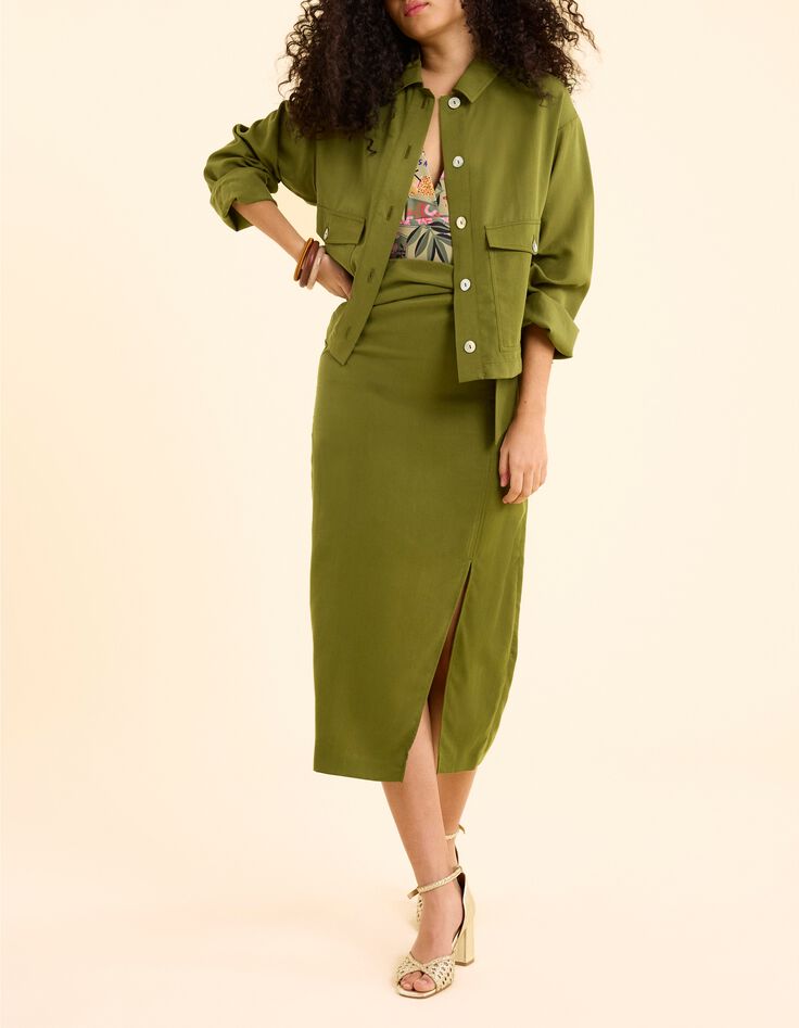 Veste kaki fluide poches boutonn&eacute;es I.Code-6