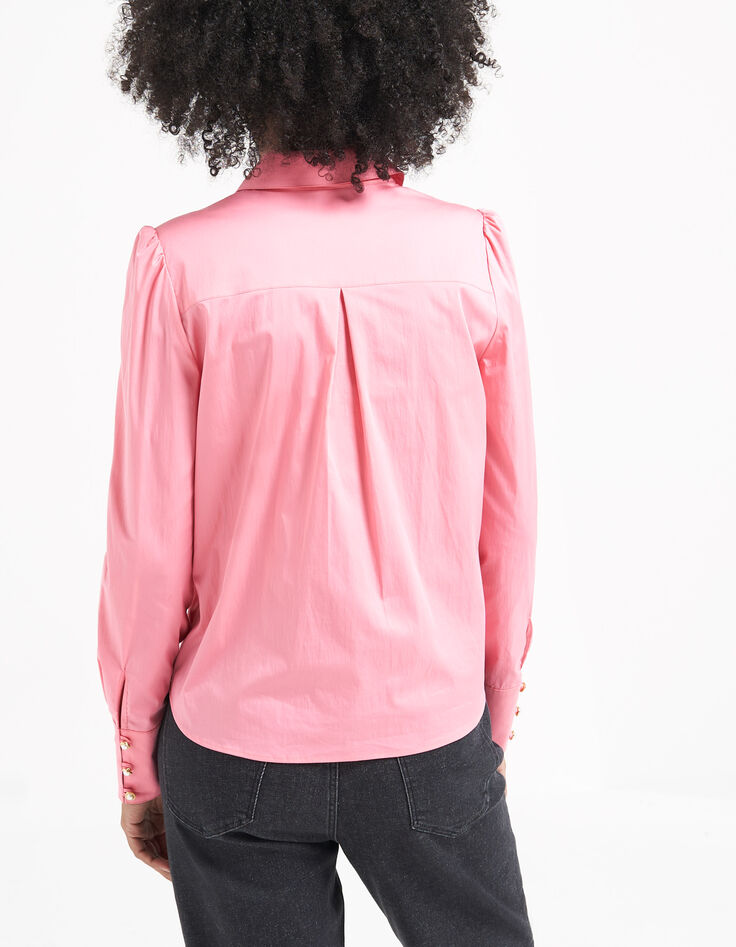 Malabar-roze hemdblouse met retroknopen I.Code-2
