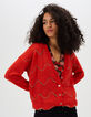 Mohnrote gestreifte Mohair-Strickjacke I.Code-1