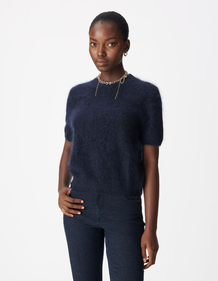 Navy Pullover Damen aus geb&uuml;rstetem Kaschmir-2